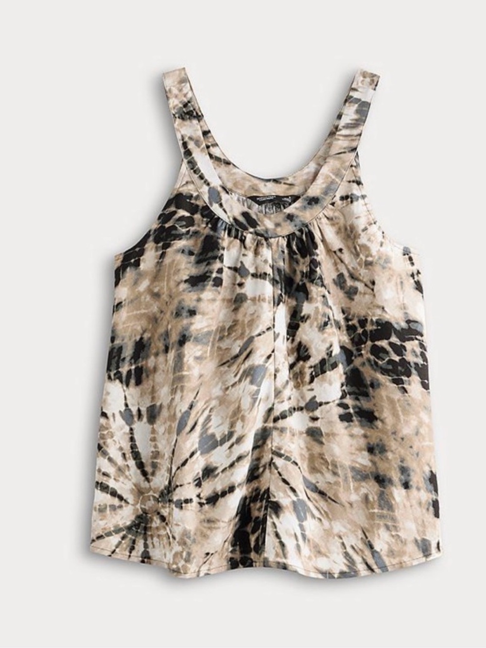 NWT-Sleeveless Tie-Dye Scoop Neck Tank Top - Beige